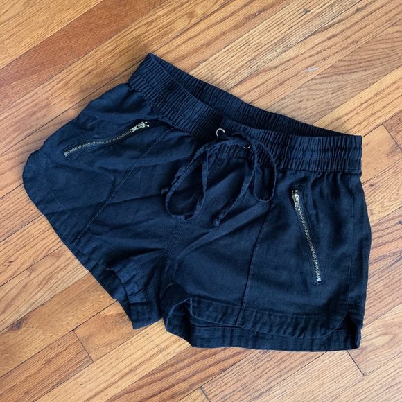 Chocolate Pants - Chocolate Zip Faux Pocket Drawstring Black Shorts